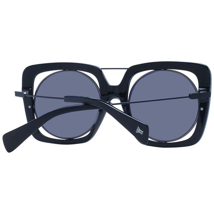 Yohji Yamamoto Unisex Sunglasses – Black Round Frame with Grey Lenses, 53mm