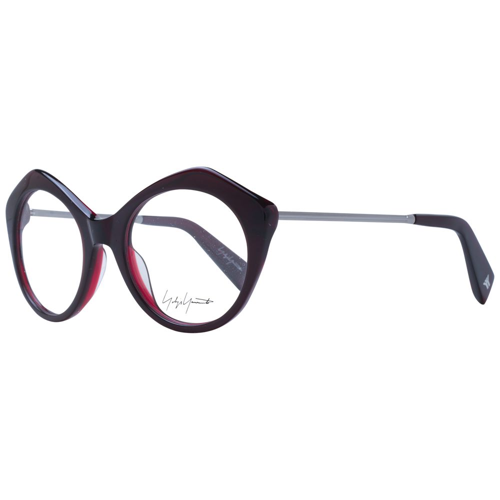 Yohji Yamamoto Burgundy Unisex Optical Frames – 51mm Round