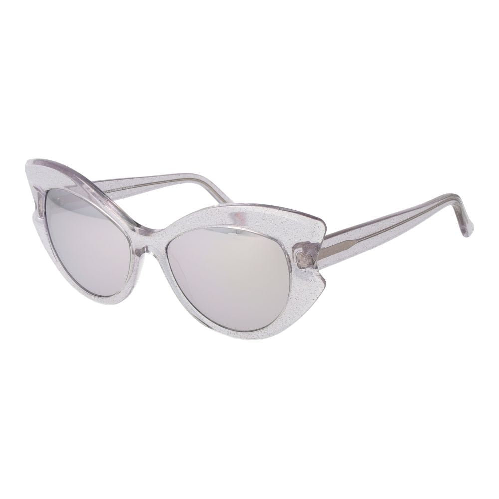 Andy Wolf Purple Unisex Sunglasses – Chic Cat Eye Frame with Grey Mirrored Lenses, 59mm