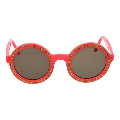 Andy Wolf Unisex Red Sunglasses – Chic Round Frames with Brown Lenses, 46mm