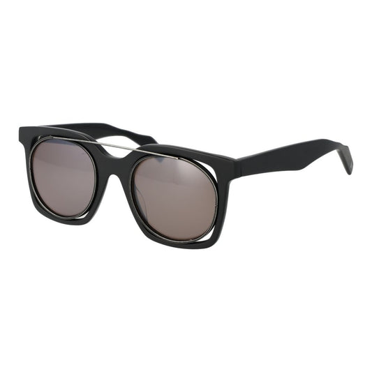 Yohji Yamamoto Unisex Sunglasses – Chic Grey Square Frame with Brown Lenses, 49mm