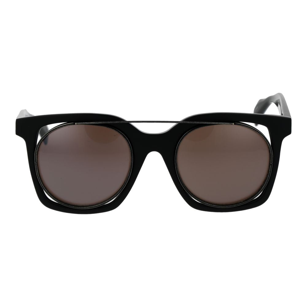 Yohji Yamamoto Unisex Sunglasses – Chic Grey Square Frame with Brown Lenses, 49mm
