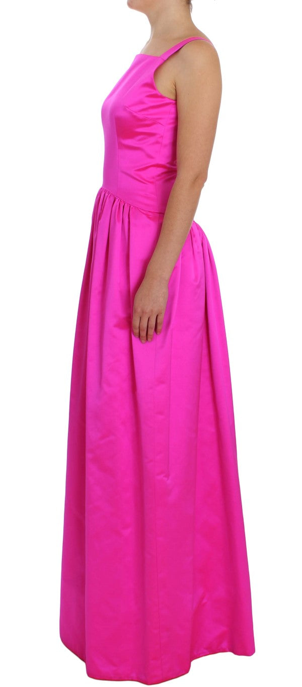  - Elegant Silk Full Length Pink Sheath Dress