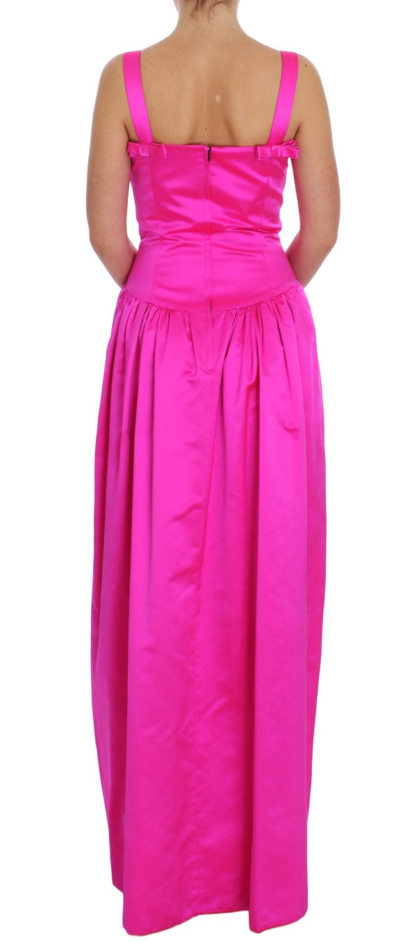  - Elegant Silk Full Length Pink Sheath Dress