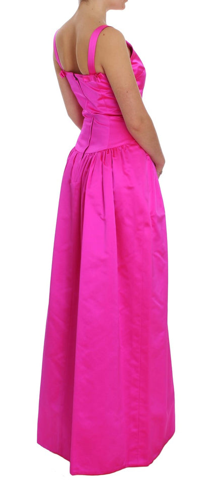  - Elegant Silk Full Length Pink Sheath Dress