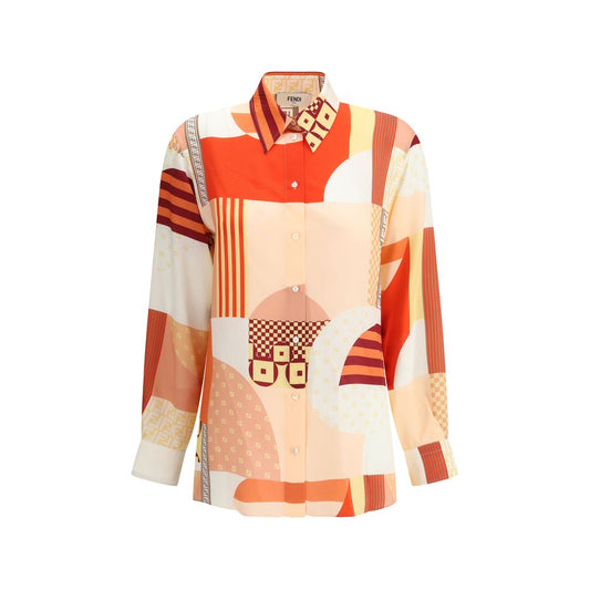 Fendi Silk Crepe Patchwork Shirt