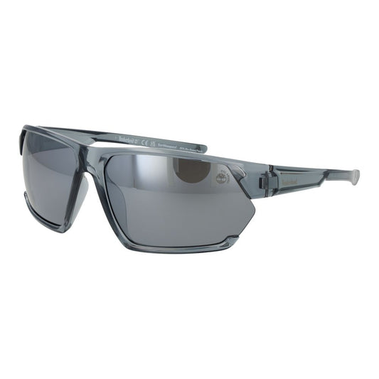 Timberland Men's Grey Sunglasses – Sporty Full-Rim Design with Mirrored Lenses