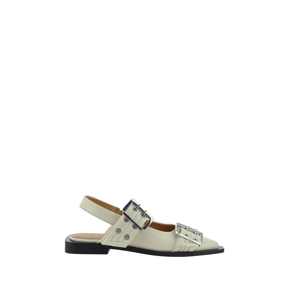 Ganni Feminine Buckle Slingback Ballerinas