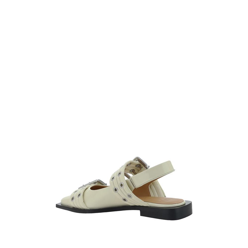 Ganni Feminine Buckle Slingback Ballerinas