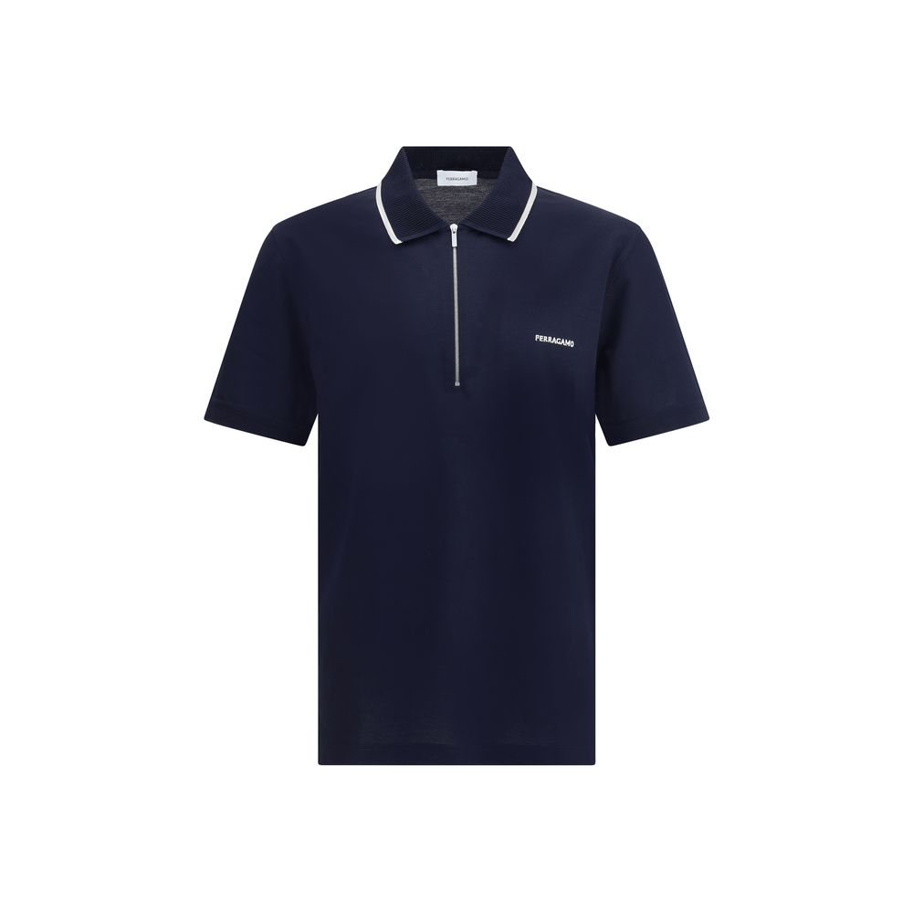 Ferragamo Blue Cotton Polo Shirt - Elegant Casual Wear