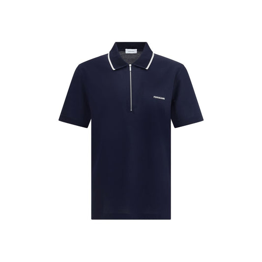 Ferragamo Blue Cotton Polo Shirt - Elegant Casual Wear