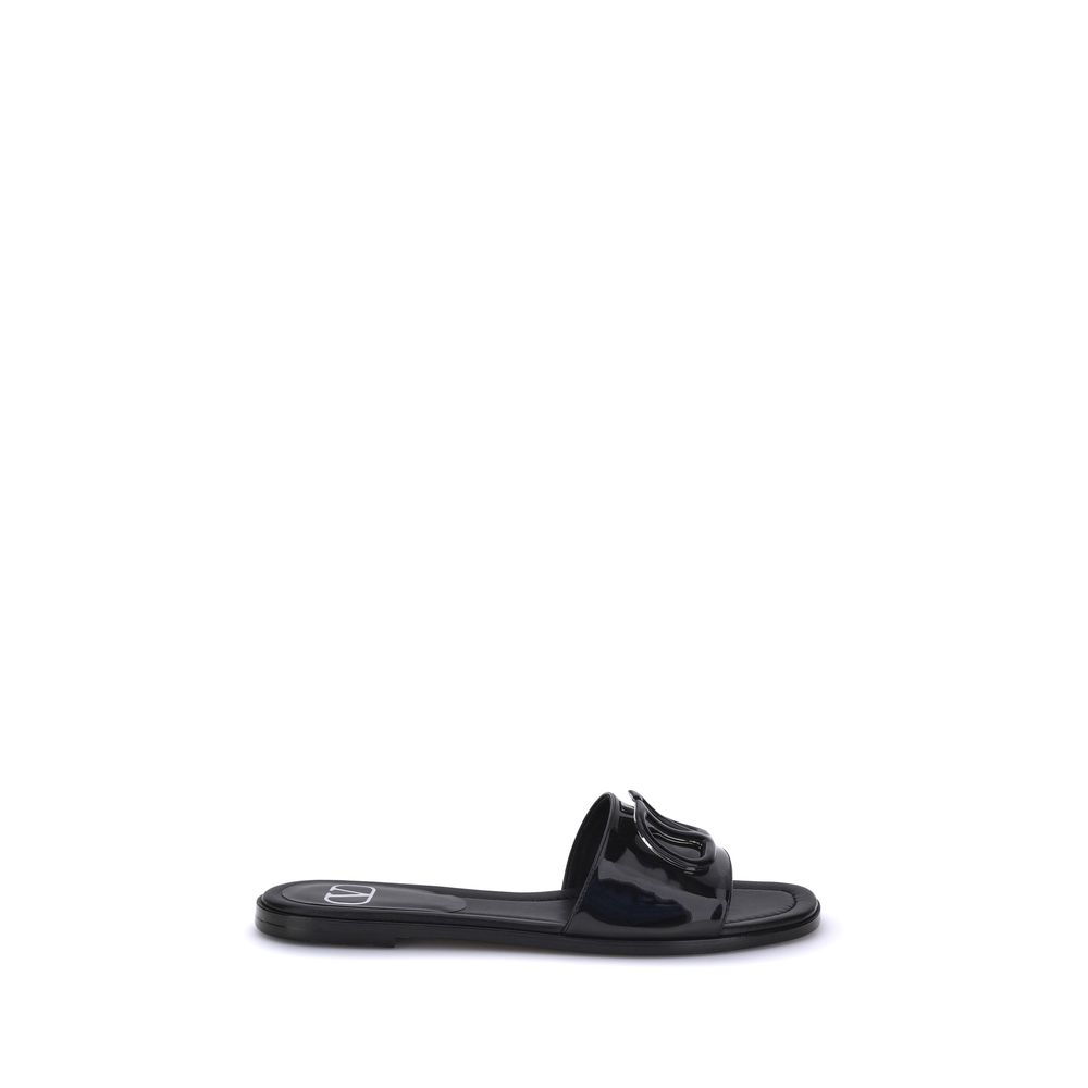 Valentino Garavani Patent Leather VLogo Slide Sandals