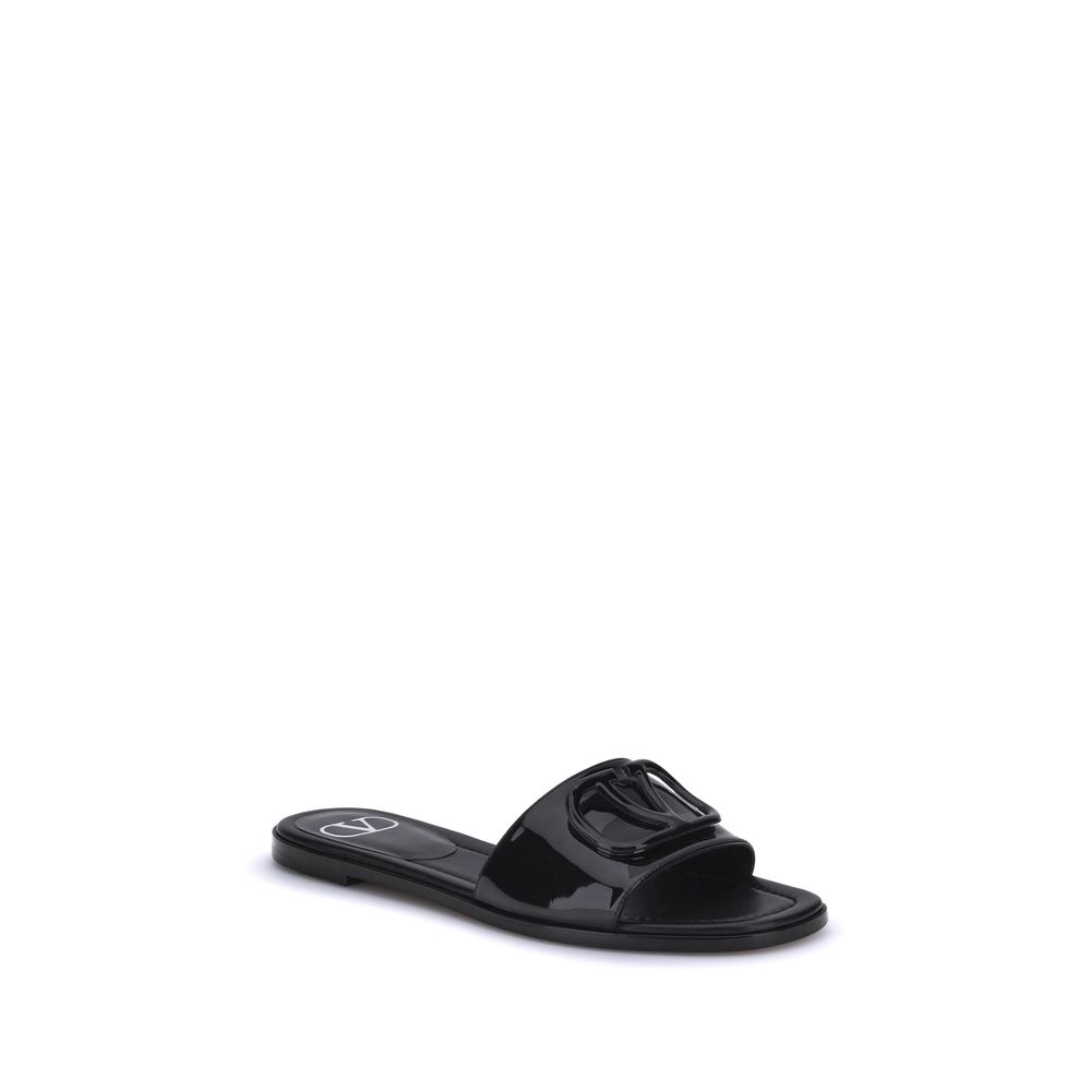 Valentino Garavani Patent Leather VLogo Slide Sandals