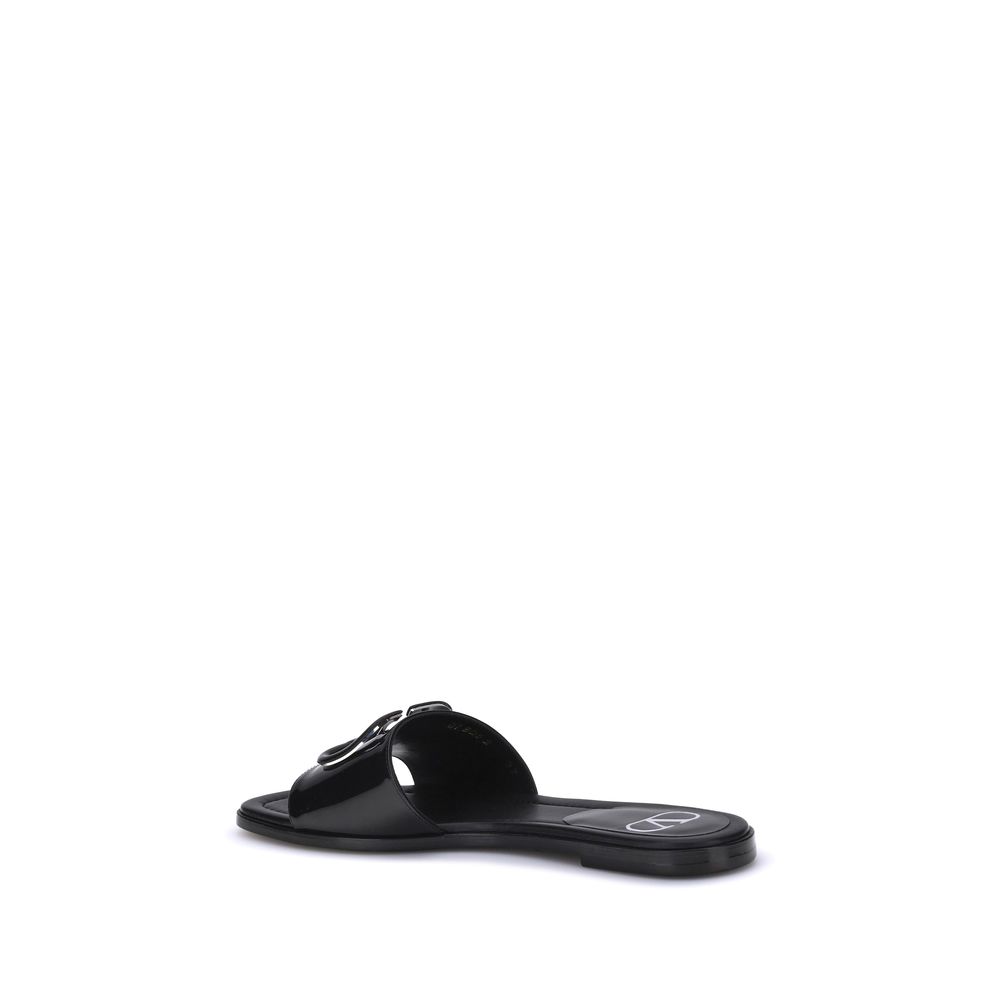 Valentino Garavani Patent Leather VLogo Slide Sandals