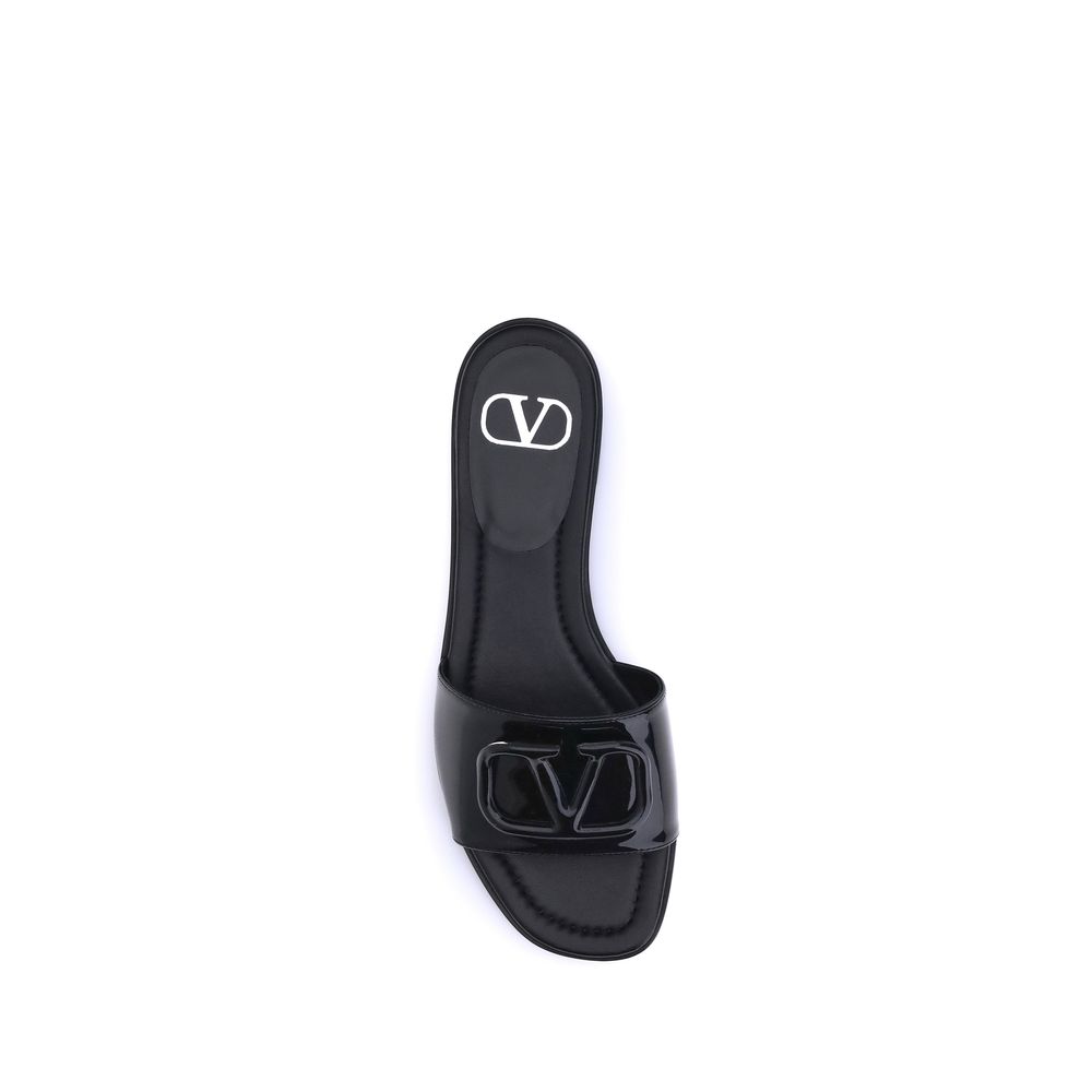 Valentino Garavani Patent Leather VLogo Slide Sandals