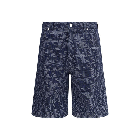 Fendi Denim Shorts with FF Jacquard Pattern
