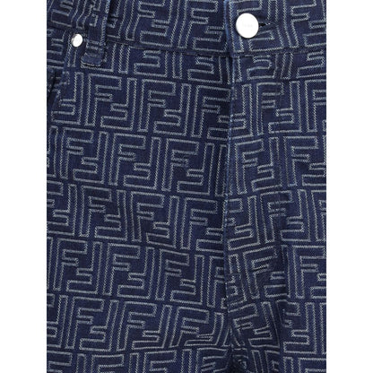 Fendi Denim Shorts with FF Jacquard Pattern