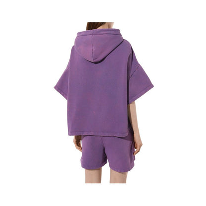 Hinnominate Purple Cotton Short-Sleeved Hoodie