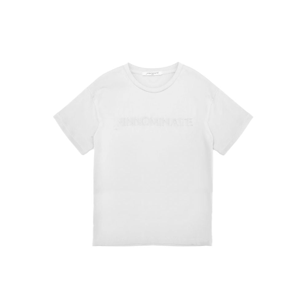 Hinnominate White Cotton T-Shirt with Embossed Logo