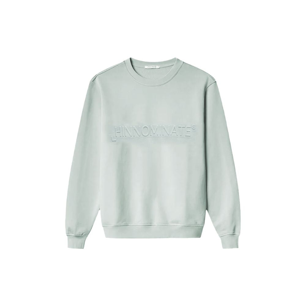 Hinnominate Gray Cotton Sweater - Embossed Logo Crewneck