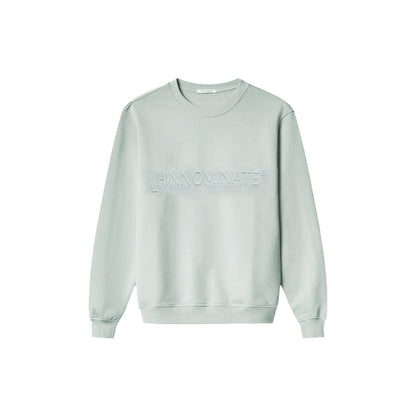 Hinnominate Gray Cotton Sweater - Embossed Logo Crewneck