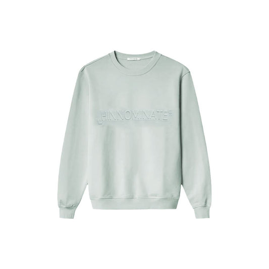Hinnominate Gray Cotton Sweater - Embossed Logo Crewneck