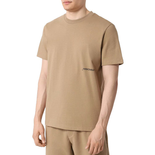 Hinnominate Brown Cotton T-Shirt with Logo Print