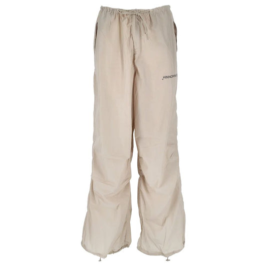Hinnominate High-Waisted Beige Nylon Trousers