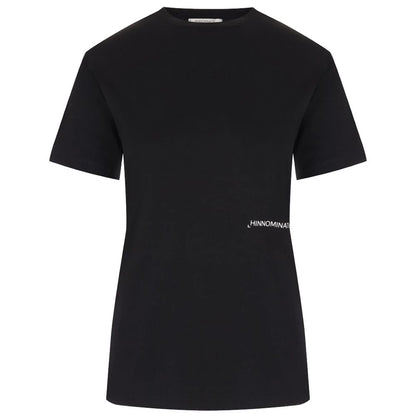 Hinnominate Black Cotton Short-Sleeved T-Shirt with Logo Print
