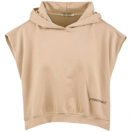 Hinnominate Beige Cotton Sweater - Sleeveless Modal Blend Hoodie