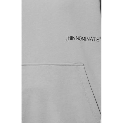 Hinnominate Gray Cotton Sweater with Hood and Pocket