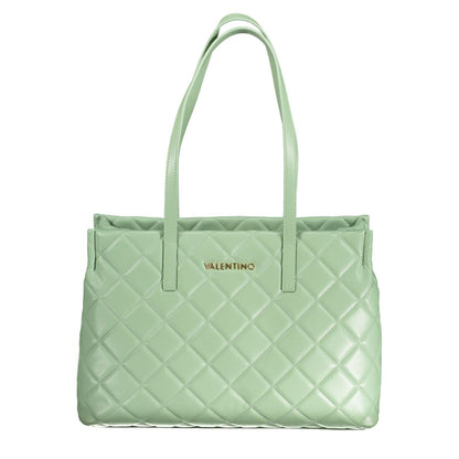 Mario Valentino Green Faux Leather Handbag with Contrasting Details