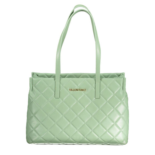 Mario Valentino Green Faux Leather Handbag with Contrasting Details