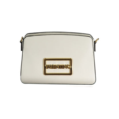 Mario Valentino White Faux Leather Handbag with Contrast Details