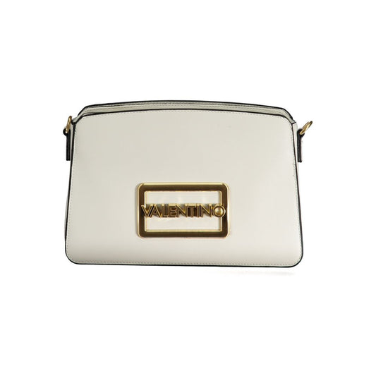 Mario Valentino White Faux Leather Handbag with Contrast Details