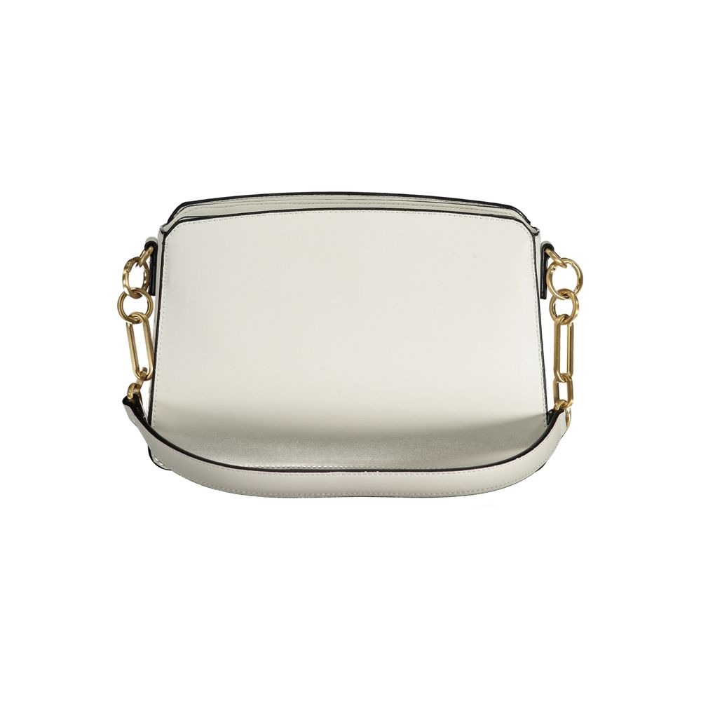 Mario Valentino White Faux Leather Handbag with Contrast Details