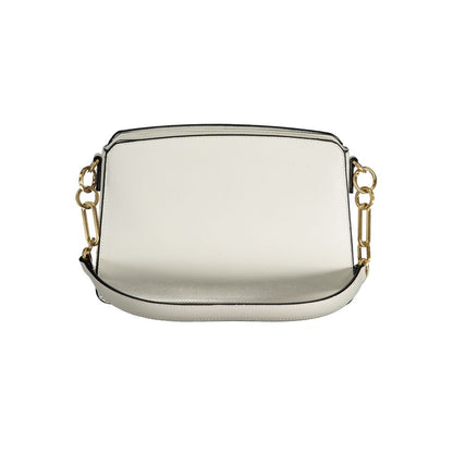 Mario Valentino White Faux Leather Handbag with Contrast Details