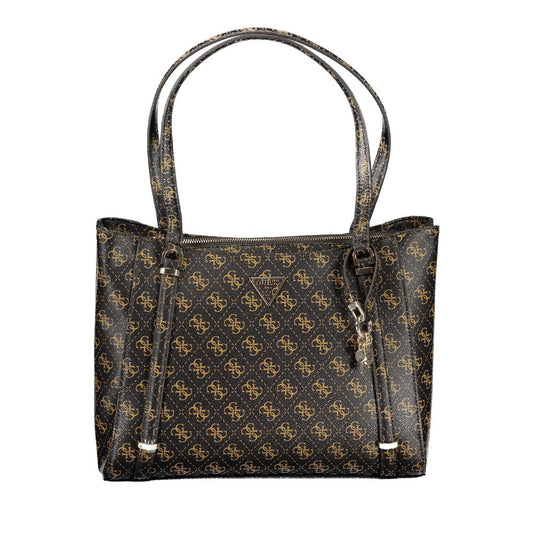 Guess Jeans Brown Eco Erica Handbag – Faux Leather, Stylish Multi-Compartment Design
