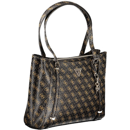 Guess Jeans Brown Eco Erica Handbag – Faux Leather, Stylish Multi-Compartment Design