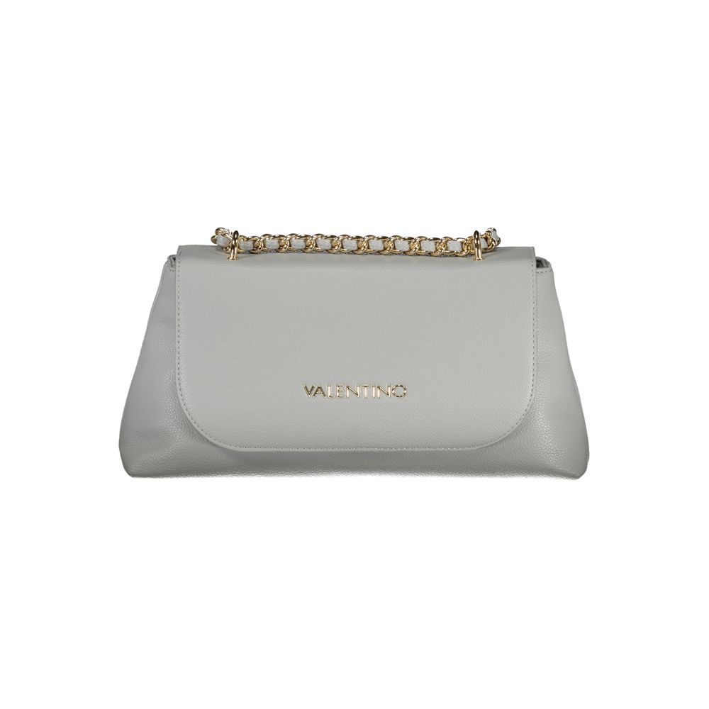 Valentino Bags Gray Faux Leather Handbag with Chain Shoulder Strap