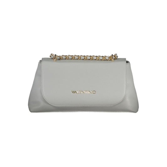 Valentino Bags Gray Faux Leather Handbag with Chain Shoulder Strap