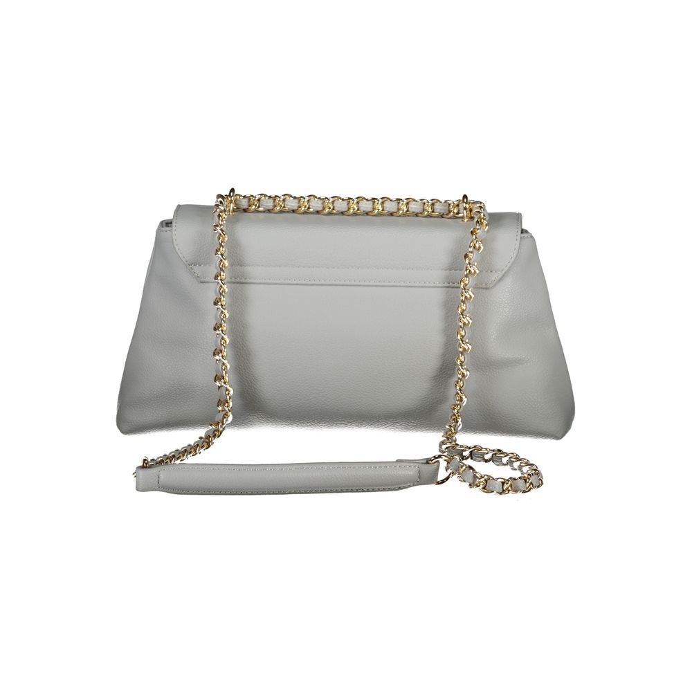 Valentino Bags Gray Faux Leather Handbag with Chain Shoulder Strap