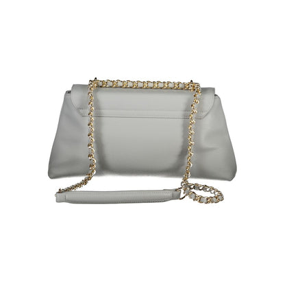 Valentino Bags Gray Faux Leather Handbag with Chain Shoulder Strap