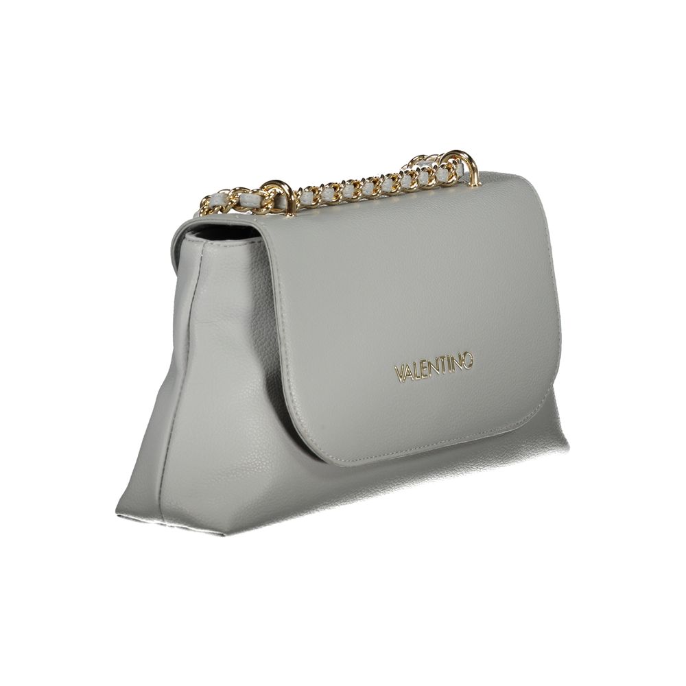 Valentino Bags Gray Faux Leather Handbag with Chain Shoulder Strap