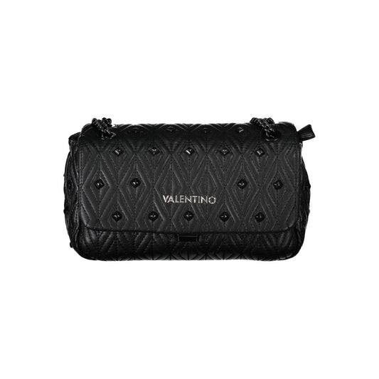 Mario Valentino Black Polyester Handbag with Chain Detail