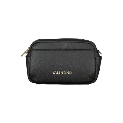 Mario Valentino Black Faux Leather Handbag with Gold Accents