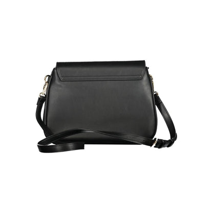 Mario Valentino Black Leather Effect Handbag with Logo Detailing