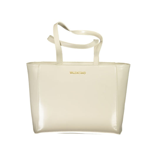 Mario Valentino Beige Leather Effect Shoulder Bag with Gold Details
