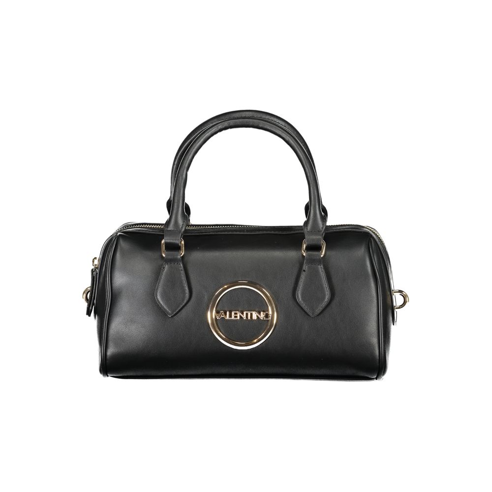 Mario Valentino Black Faux Leather Handbag with Adjustable Strap