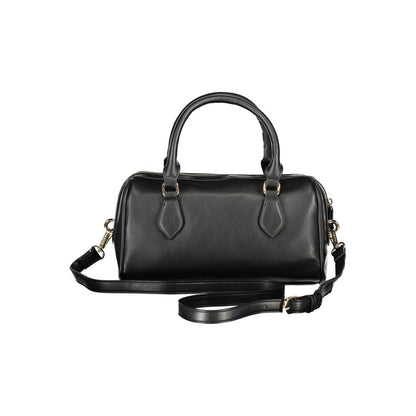 Mario Valentino Black Faux Leather Handbag with Adjustable Strap